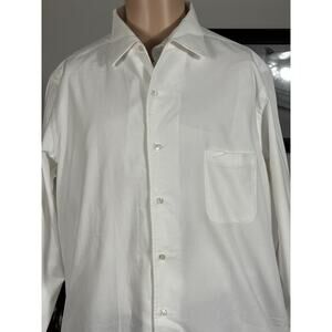 Loro Piana Andre Shirt White Flannel One Piece Collar XL/46 Button Down Ginestra